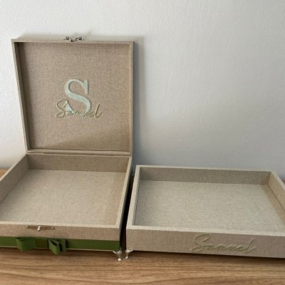 Caixa 30x30 e bandeja 25x35 organizadora beb