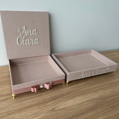 Caixa 26x26 e Bandeja 25x35 rose