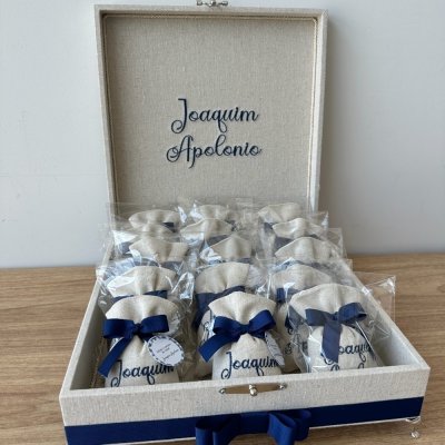 kit lembranas Caixa e sachs linho