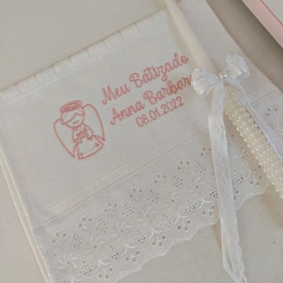 Kit batizado Toalha e vela