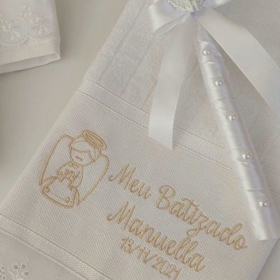 Kit batizado Toalha e vela