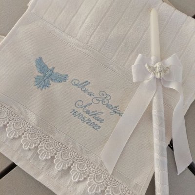 Kit batizado Toalha e vela