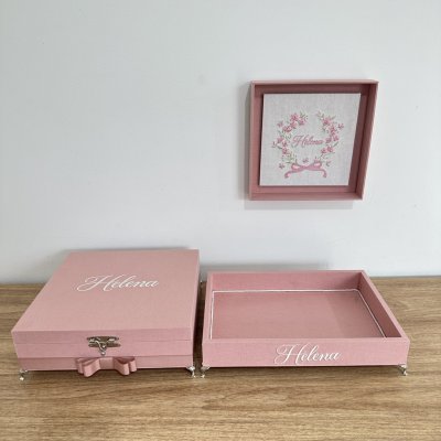 Kit Lembranas rose com enfeite de porta