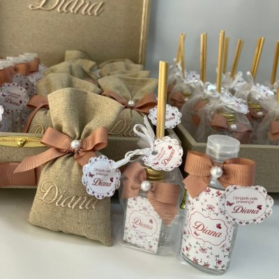 Kit Lembranas de maternidade floral rose e borboletas F09
