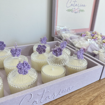 kit Lembrancinhas lilas com velas