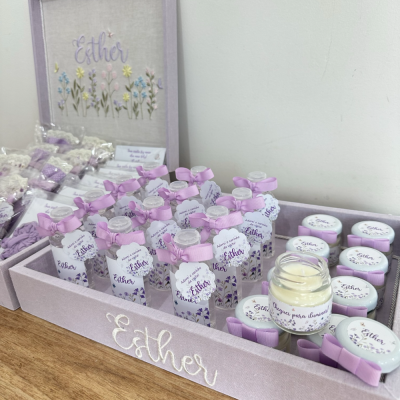 Kit Lembranas borboletas e flores lavanda