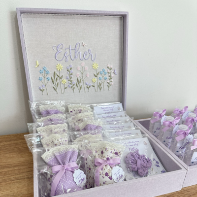 Kit Lembranas borboletas e flores lavanda