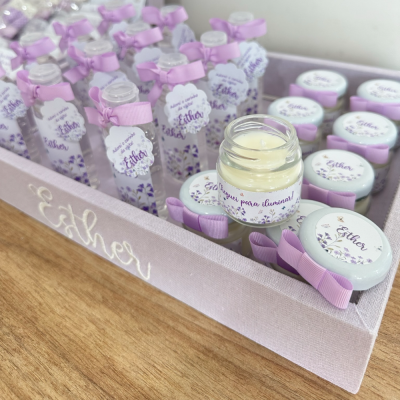 Kit Lembranas borboletas e flores lavanda