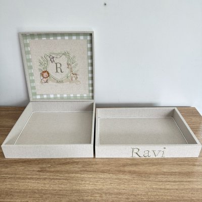 Caixa 30x30 e bandeja 25x35 Safari xadrez