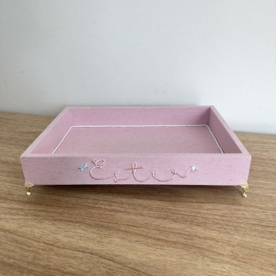 Bandeja para lembranas linho rosa