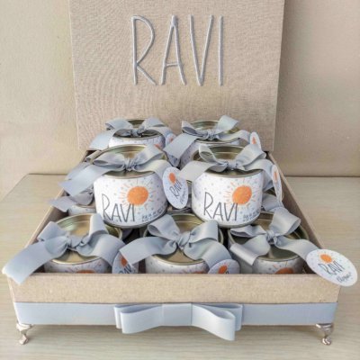 Kit Lembranas caixa com latinhas nascimento