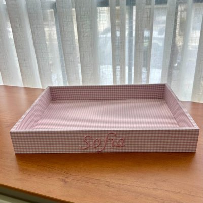 Bandeja 25x35 xadrez rose