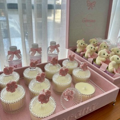 Kit lembranas linho rosa com laos
