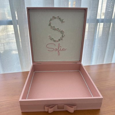 caixa 30x30 linho rose inicial floral