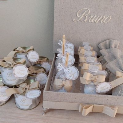 Kit lembrancinhas listras bege