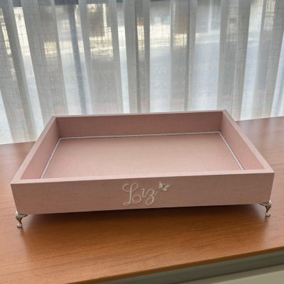 Bandeja 25x35 linho rose