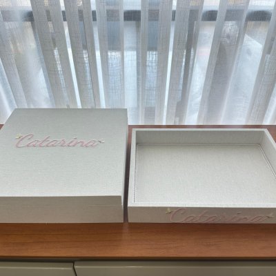 Caixa 30x30 e bandeja jardim rosa