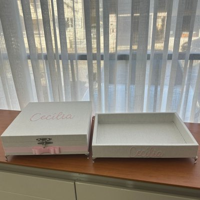 Caixa e bandeja patinho rosa