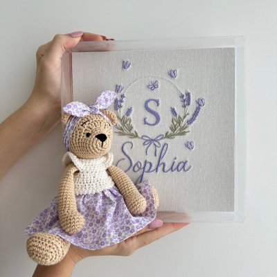 Quadro acrlico com urso croche