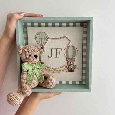Quadro mdf com urso croche