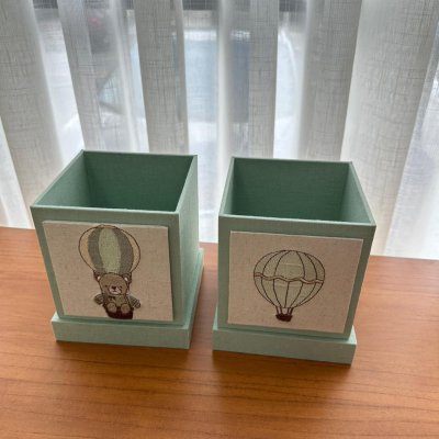 Conjunto cachepo linho verdinho