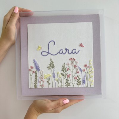 Quadro acrlico jardim lilas