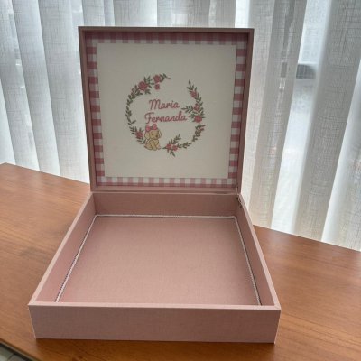 Caixa 30x30 linho rose