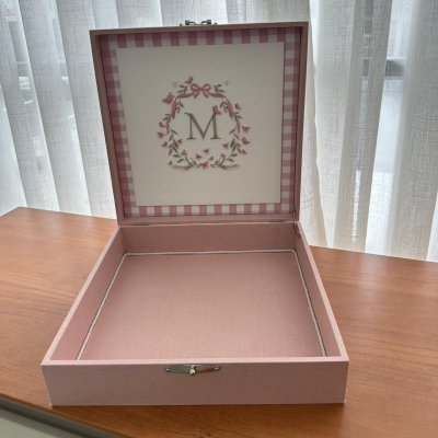 Caixa 30x30 linho rose