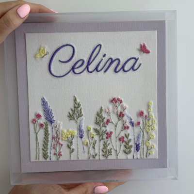 Quadro acr�lico jardim lilas