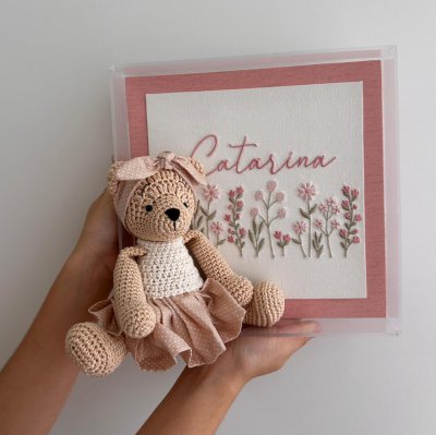 Conjunto caixa, bandeja e quadro ursa