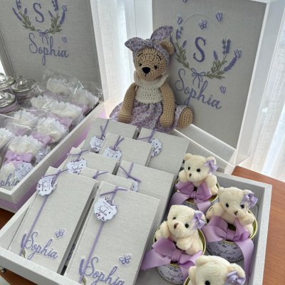 Kit 28 lembran�as com caixas e quadro