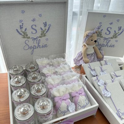 Kit 28 lembran�as com caixas e quadro