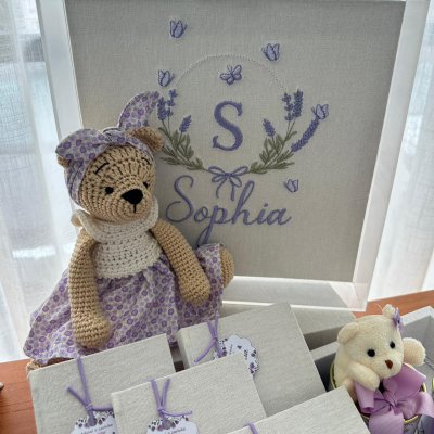 Kit 28 lembran�as com caixas e quadro