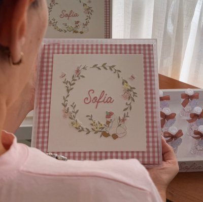 Kit 22 lembran�as com caixas e quadro