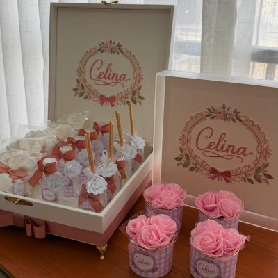 Kit lembran�as com caixa e quadro