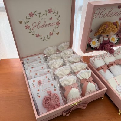 Kit lembran�as rose com porta maternidade