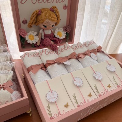 Kit lembran�as rose com porta maternidade