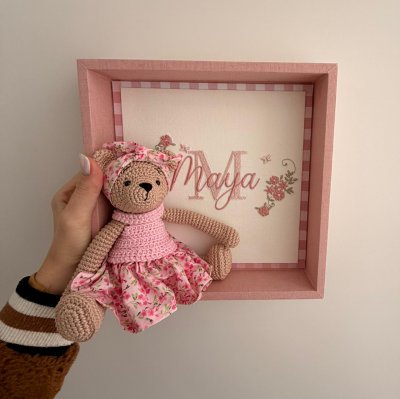 Quadro MDF ursa croche
