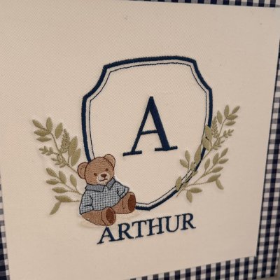 Kit lembran�as urso azul xadrez