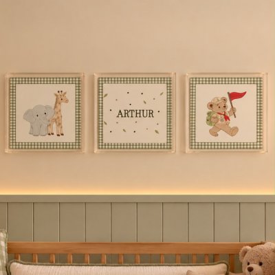 Trio de quadros para quarto bebe