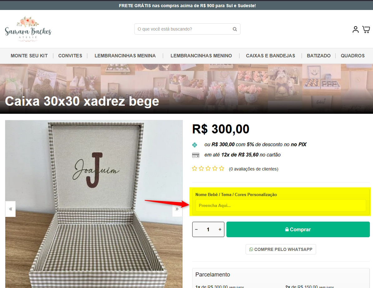 Exemplo de campos de personaliza��o